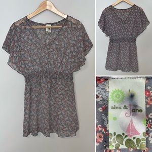 Alex & Jane Maternity Sheer Floral Empire Blouse